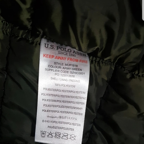 U.S. POLO ASSN | Army Green Camouflage Zip-up & Buttoned Size Small Hooded Coat - Picture 4 of 16